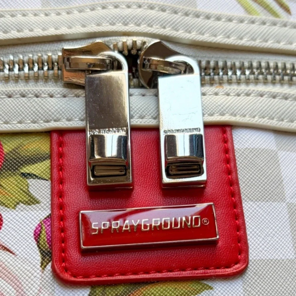 Sprayground Limited Edition In The Garden Duffle Floral Shark Mouth White Check